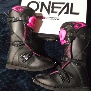 O'Neal Women's 7 Black and Pink Motocross Boots